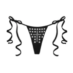 Faithful Studded Cheeky Bikini Bottoms Black