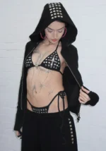 Faithful Studded Cheeky Bikini Bottoms Black-5