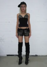 Faithful Studded Micro Hotpant Shorts Black-1