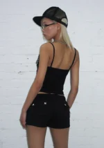 Faithful Studded Micro Hotpant Shorts Black-2