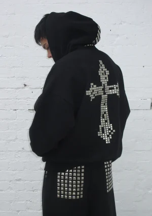 Faithful Studded ZIP Hoodie Black-1