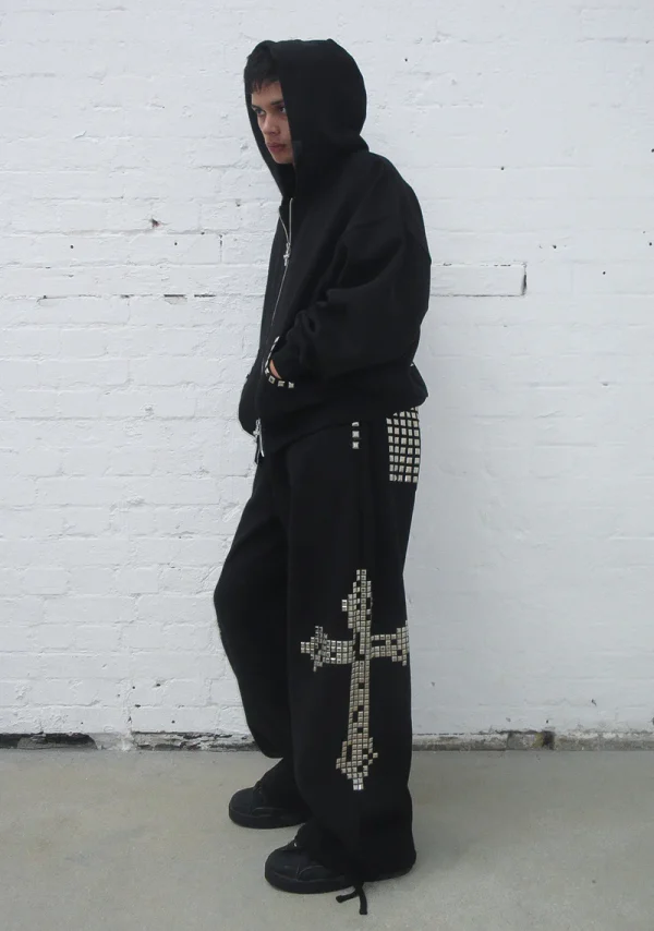 Faithful Studded ZIP Hoodie Black-2