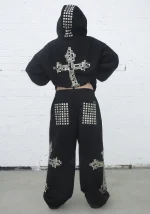 Faithful Studded ZIP Hoodie Black-5