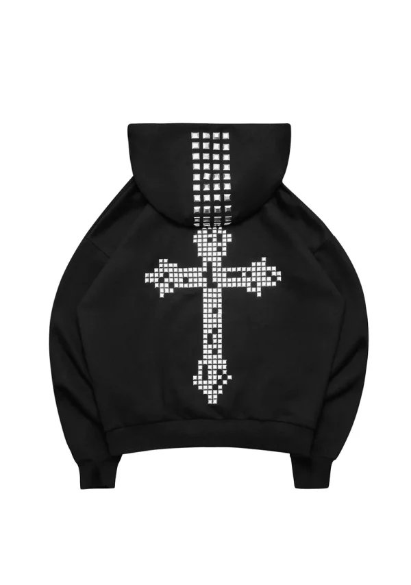 Faithful Studded ZIP Hoodie Black-6