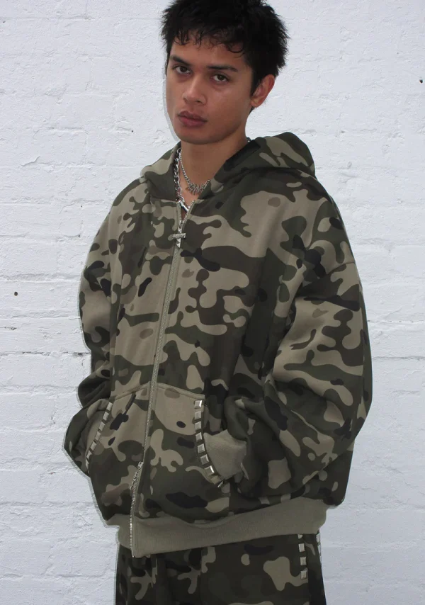 Faithful Studded ZIP Hoodie Camo-1