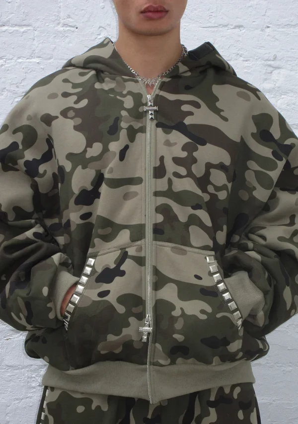 Faithful Studded ZIP Hoodie Camo-3