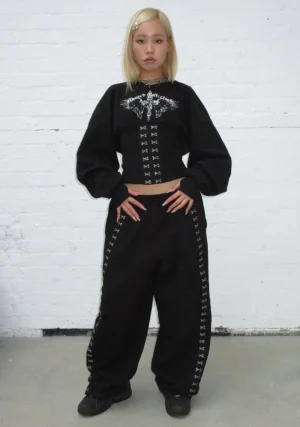 Fallen Hook And Eye Oversized Sweatpants Black-1