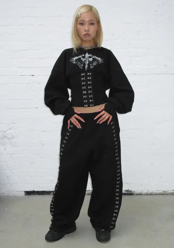 Fallen Hook And Eye Oversized Sweatpants Black-1