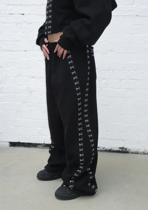 Fallen Hook And Eye Oversized Sweatpants Black-3