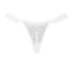 Fallen Rhinestone Lace Ruffle Thong White