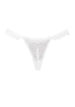 Fallen Rhinestone Lace Ruffle Thong White