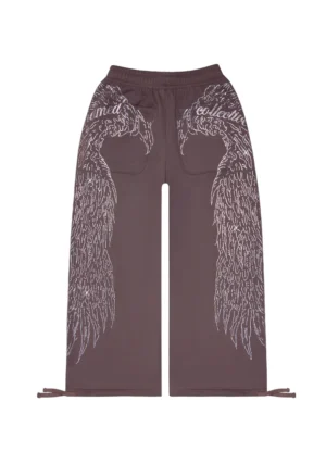 Fallen Rhinestone Oversized Sweatpants Brown-1