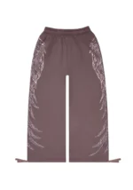 Fallen Rhinestone Oversized Sweatpants Brown