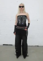 Fallen Rhinestone Oversized Sweatpants Washed Black-1