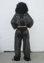 Fallen Rhinestone Oversized Sweatpants Washed Black-4