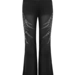 Fallen Rhinestone Sculpt Pants Washed Black