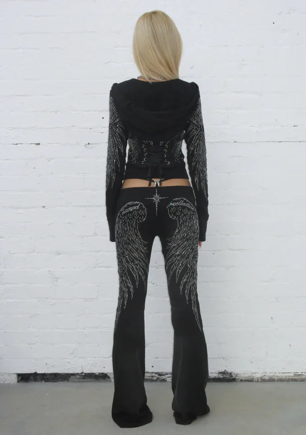 Fallen Rhinestone Sculpt Pants Washed Black-5