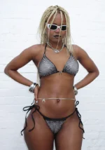 Fallen Rhinestone Thong Bikini Bottoms Washed Black-1