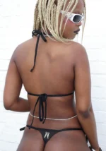 Fallen Rhinestone Thong Bikini Bottoms Washed Black-5