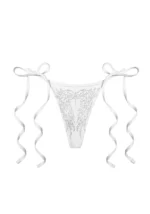 Fallen Rhinestone Thong Bikini Bottoms White