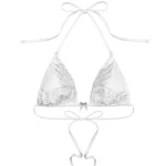 Fallen Rhinestone Triangle Bikini Top White