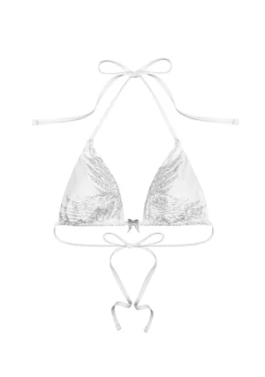 Fallen Rhinestone Triangle Bikini Top White