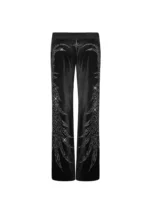 Fallen Rhinestone Velour Sweatpants Black-1