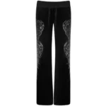 Fallen Rhinestone Velour Sweatpants Black
