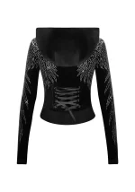 Fallen Rhinestone Velour ZIP Hoodie Black-1
