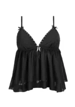 Fallen Sheer Mesh Wings Cami Top Black