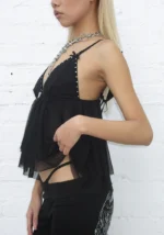 Fallen Sheer Mesh Wings Cami Top Black-3