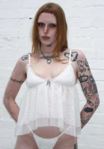 Fallen Sheer Mesh Wings Cami Top White-1