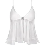 Fallen Sheer Mesh Wings Cami Top White