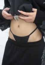 Fallen Wings Charm Mesh G-string Black-1