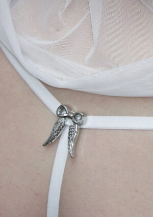 Fallen Wings Charm Mesh G-string White-1