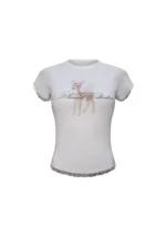 Fawn Deer Baby Tee White