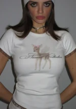 Fawn Deer Baby Tee White-2