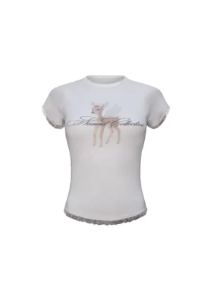 Fawn Deer Baby Tee White