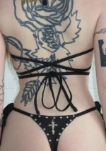 Feral Studded Bikini Bottoms Black-3
