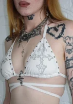 Feral Studded Bikini Top White-4