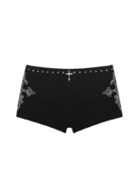 Feral Studded Micro Hotpant Shorts Black