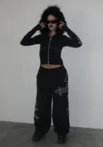Feral Studded Oversized Sweatpants Black-3