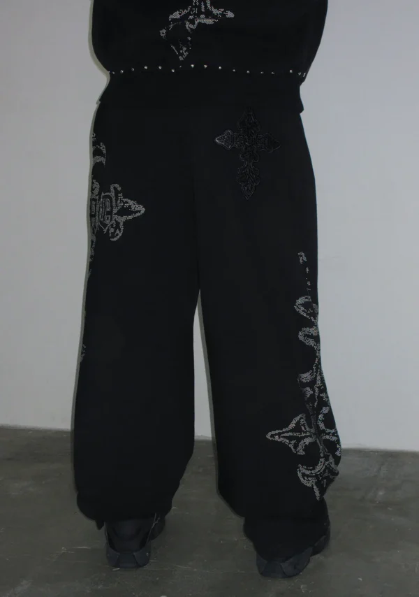 Feral Studded Oversized Sweatpants Black-4