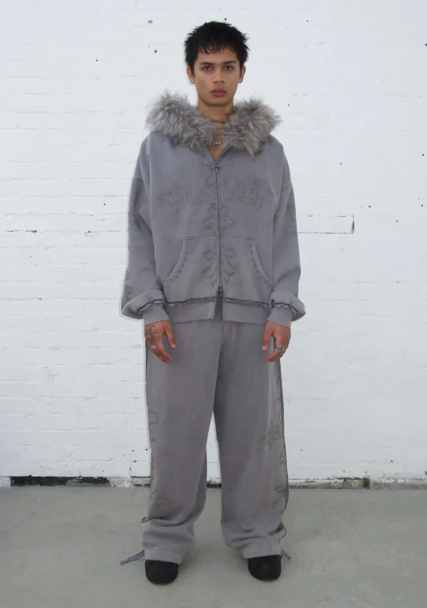 Feral Studded Oversized Sweatpants Washed Grey-2
