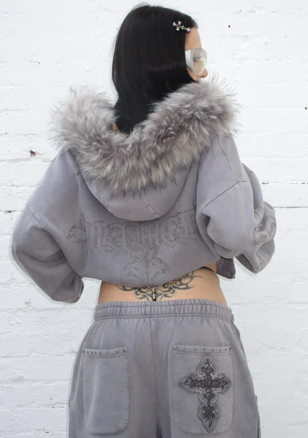 Feral Studded Oversized Sweatpants Washed Grey-3