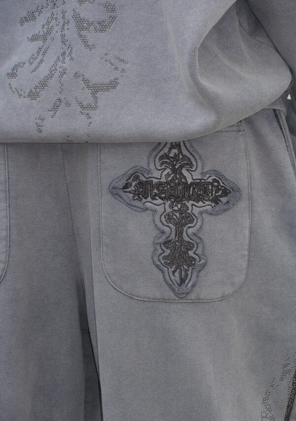 Feral Studded Oversized Sweatpants Washed Grey-5