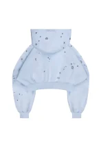 Glitch Eyelet Crop ZIP Hoodie Baby Blue-5