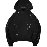 Glitch Eyelet ZIP Hoodie Black
