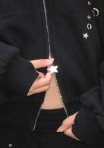 Glitch Eyelet ZIP Hoodie Black-5