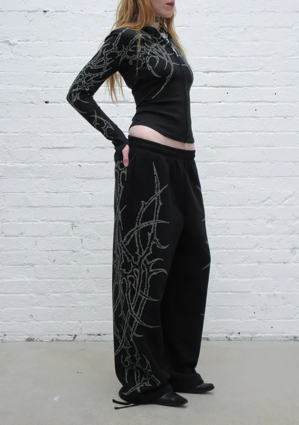 Haunt Studded Oversized Sweatpants Black-4